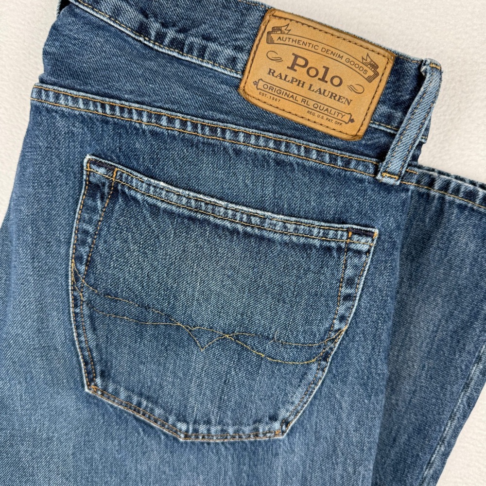 Polo Ralph Lauren Varick Slim Straight Jeans Mens 36x32 Blue Denim Stretch